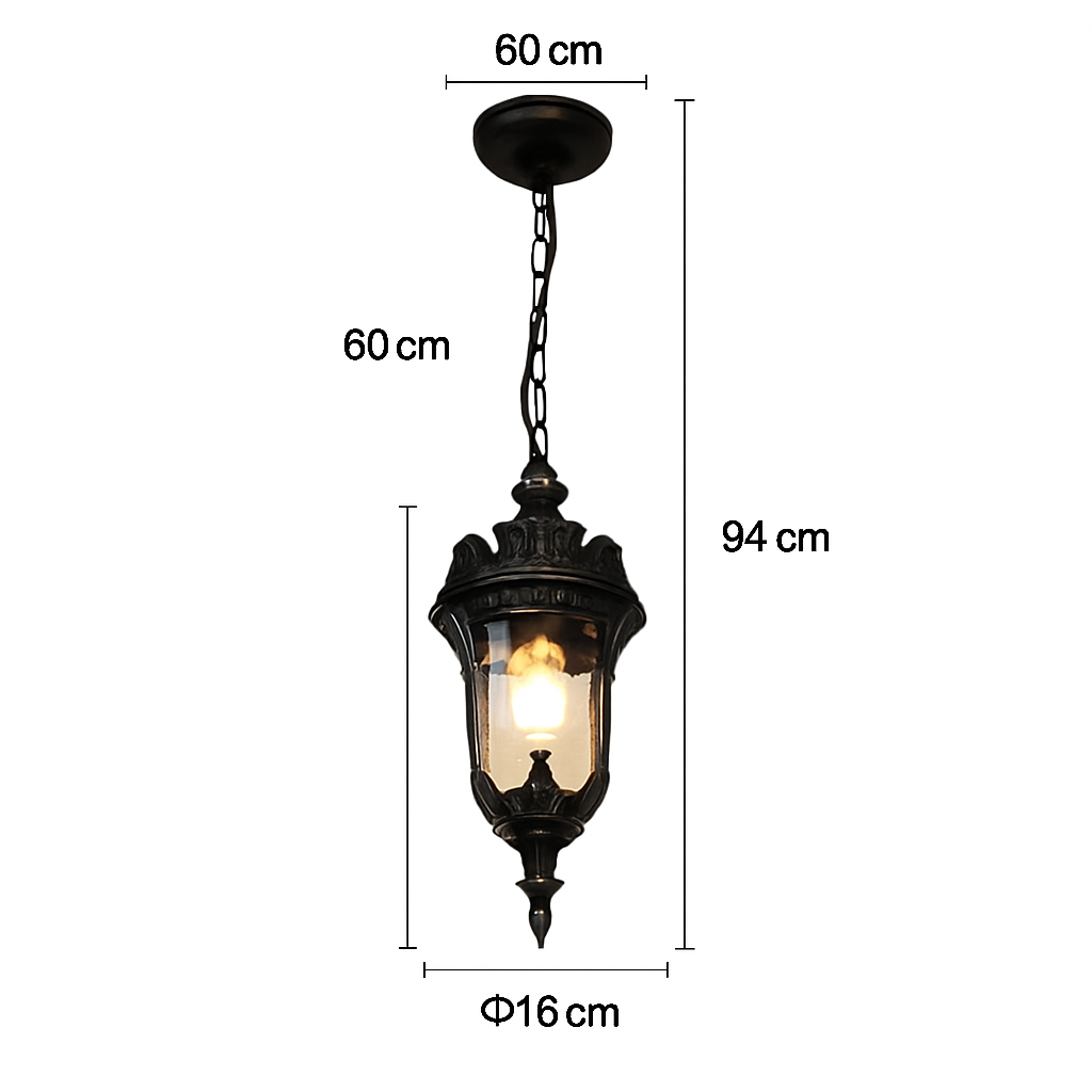SANDIY Rétro Lustre Vintage Extérieur Plafond Suspension Europe Suspension pour Jardin Porche Balcon Cour Éclairage Public