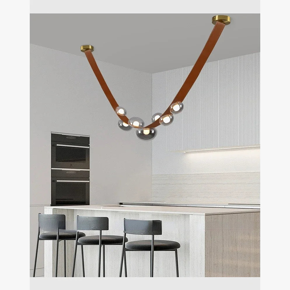 sandyha lustre en cuir avec suspension led design moderne