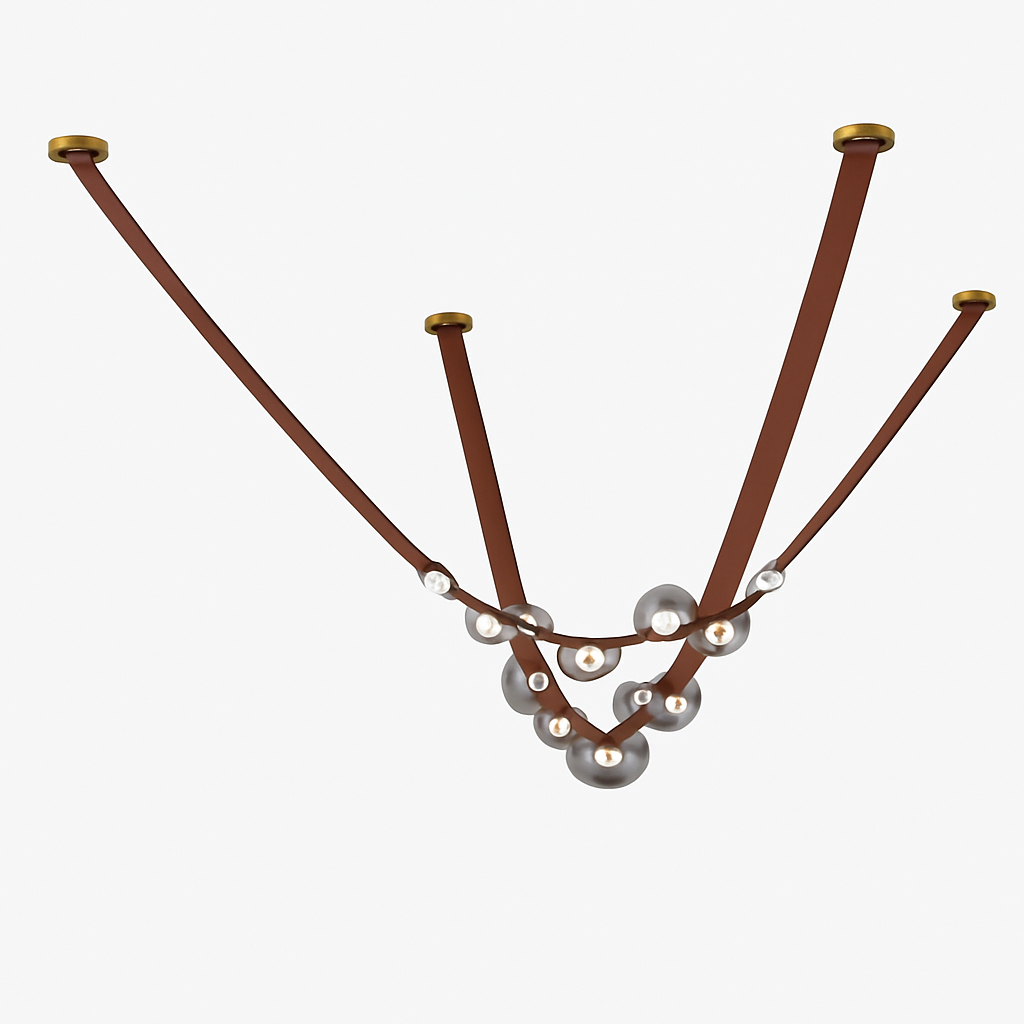 sandyha lustre led en cuir design suspension éclairage décoration