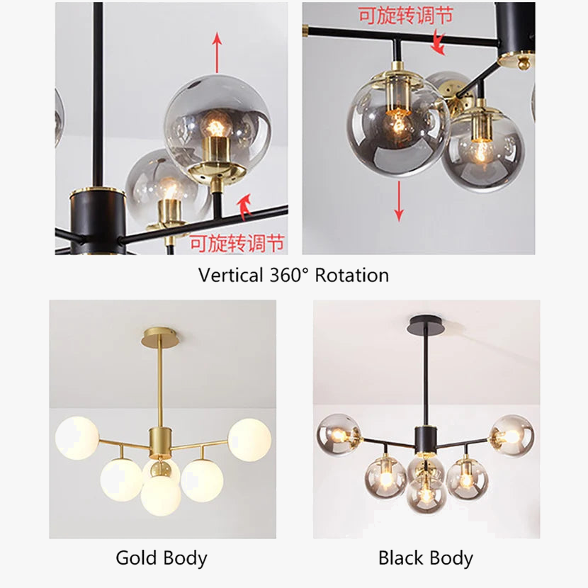 sandyha moderne led lustre en verre moléculaire de luxe