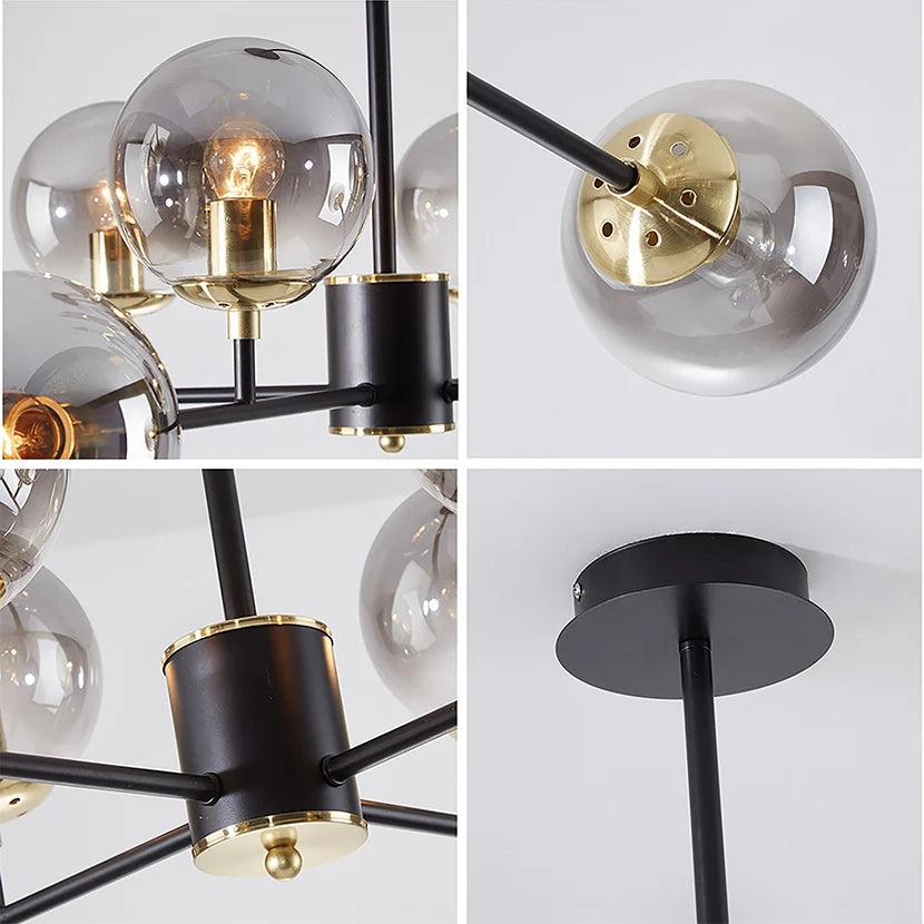 sandyha moderne led lustre en verre moléculaire de luxe