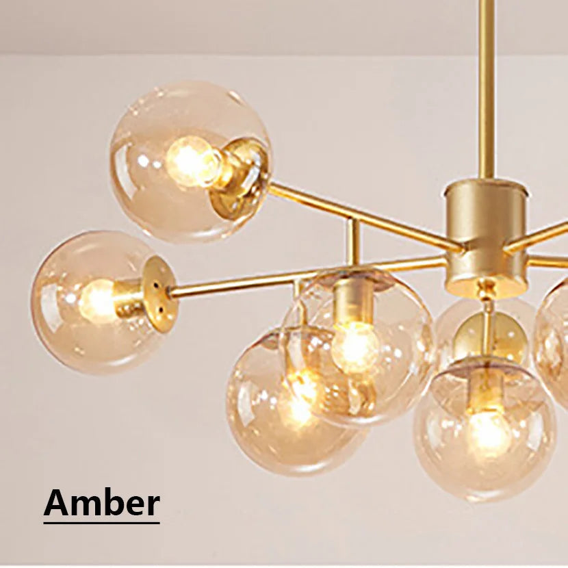 sandyha moderne led lustre en verre moléculaire de luxe