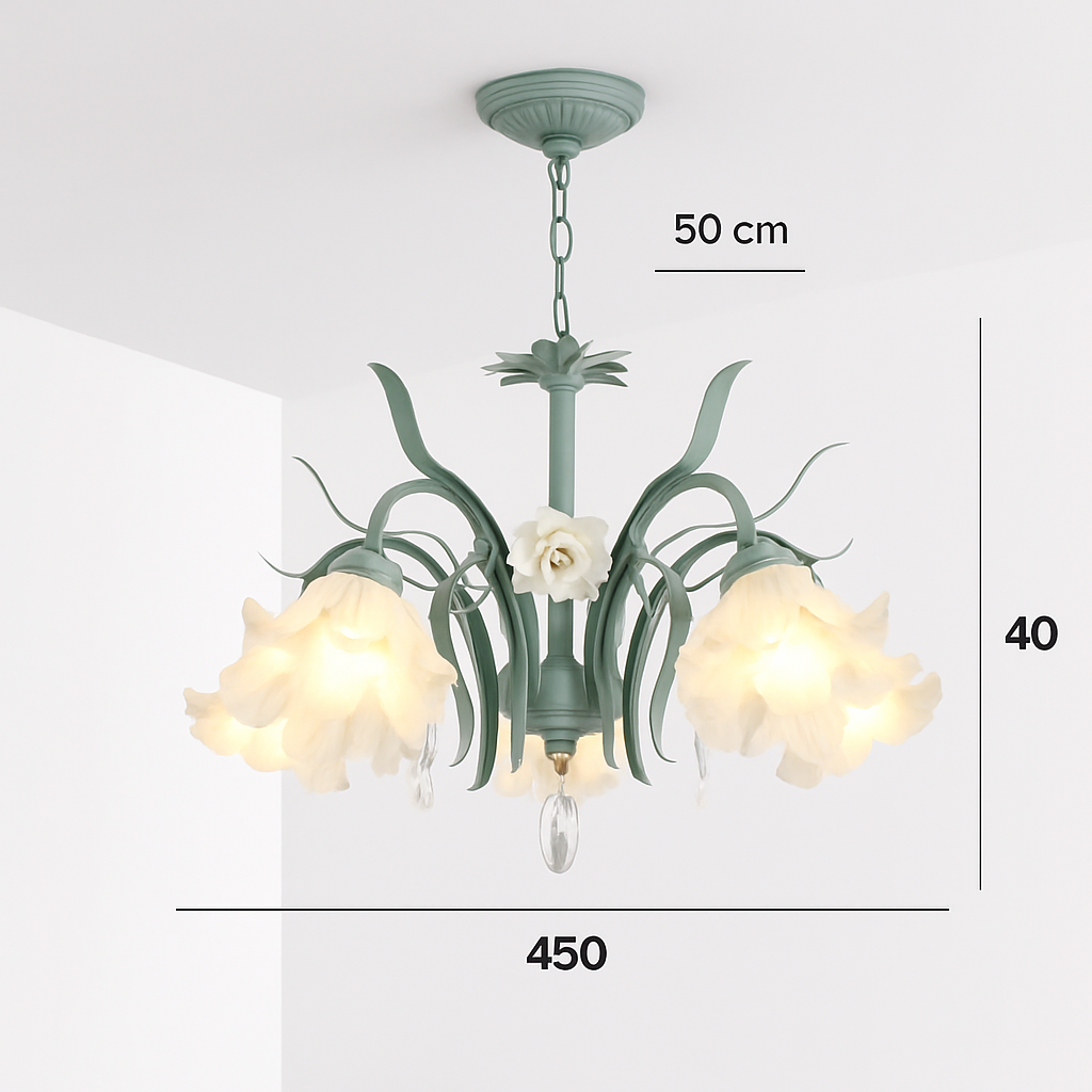 SANDYHA moderne suspension lumières français pastorale fleurs verre cristal Lustre salon salle à manger décor à la maison Lustre Design Luxe