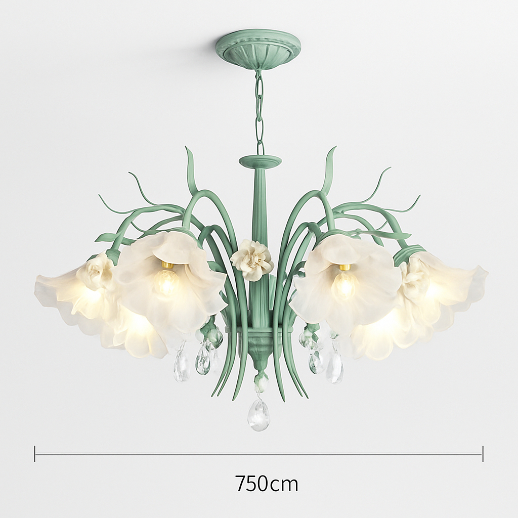 SANDYHA moderne suspension lumières français pastorale fleurs verre cristal Lustre salon salle à manger décor à la maison Lustre Design Luxe