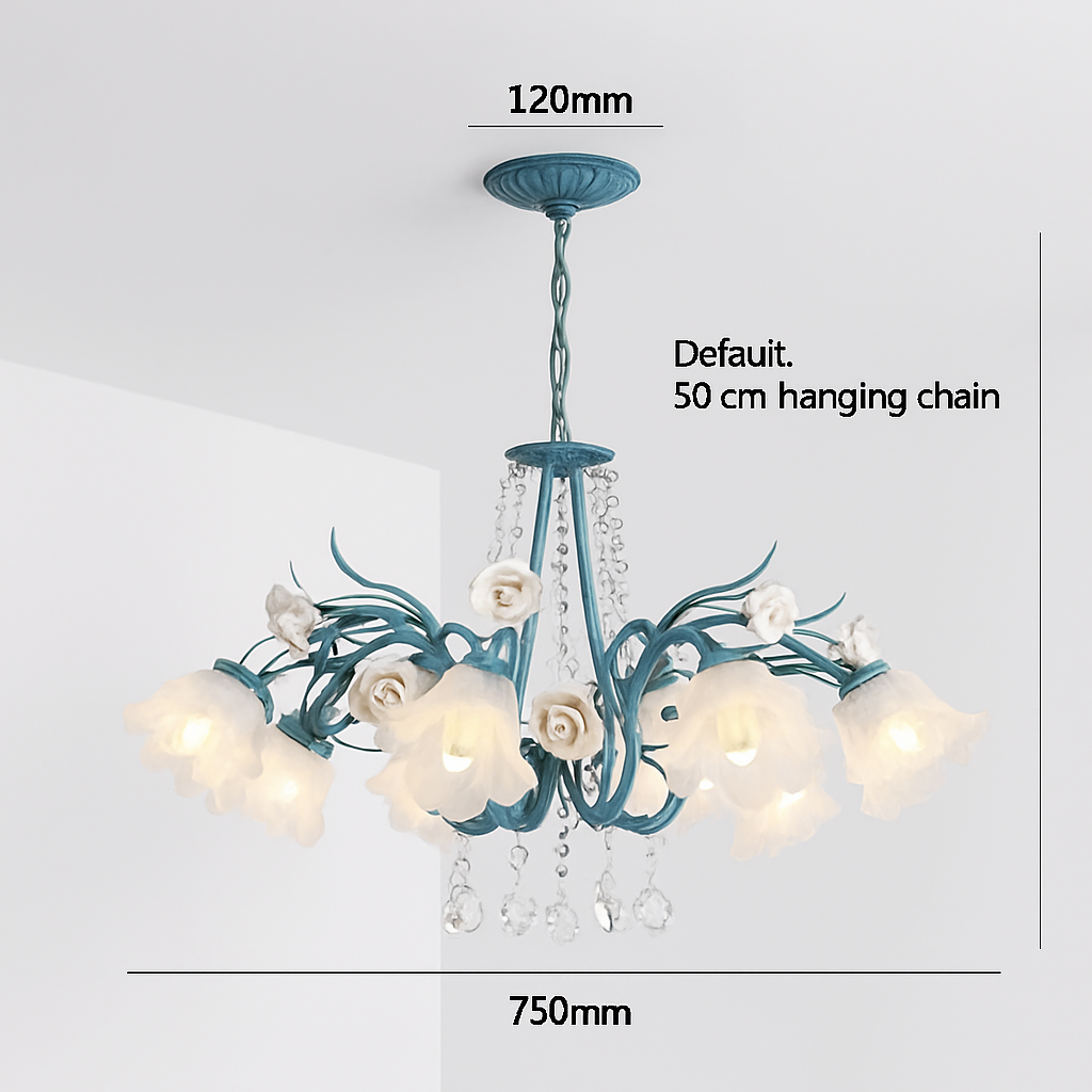 SANDYHA moderne suspension lumières français pastorale fleurs verre cristal Lustre salon salle à manger décor à la maison Lustre Design Luxe