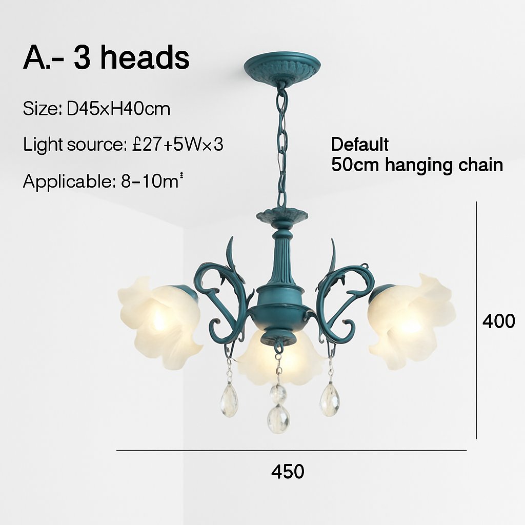 SANDYHA moderne suspension lumières français pastorale fleurs verre cristal Lustre salon salle à manger décor à la maison Lustre Design Luxe