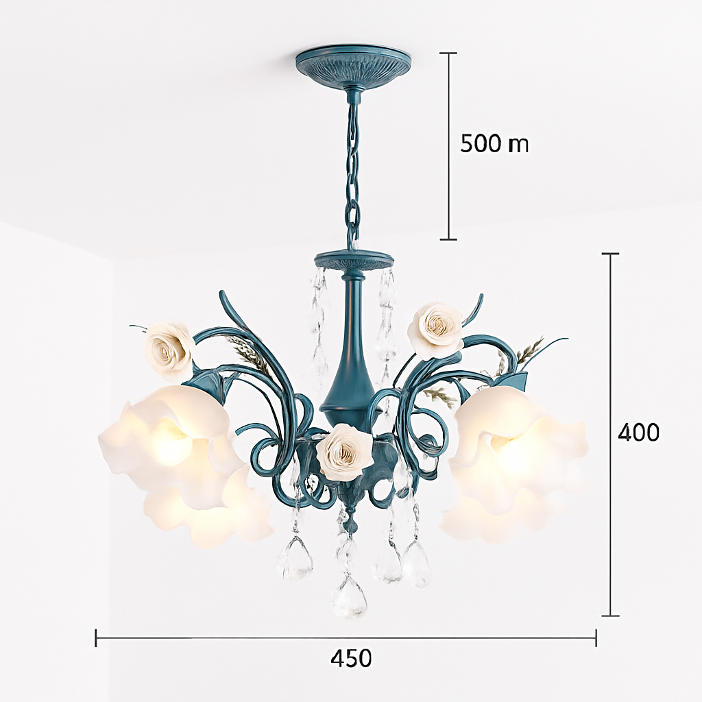 SANDYHA moderne suspension lumières français pastorale fleurs verre cristal Lustre salon salle à manger décor à la maison Lustre Design Luxe