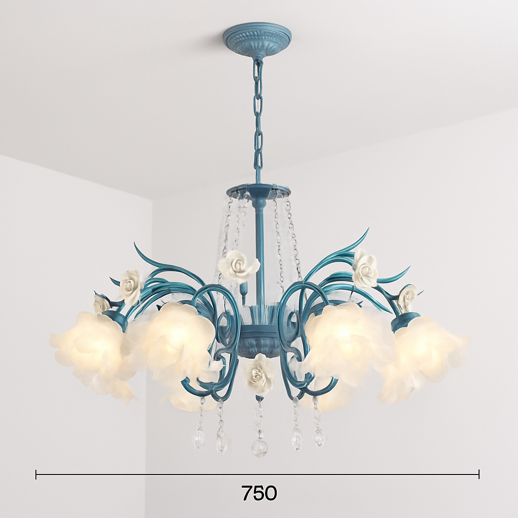 SANDYHA moderne suspension lumières français pastorale fleurs verre cristal Lustre salon salle à manger décor à la maison Lustre Design Luxe