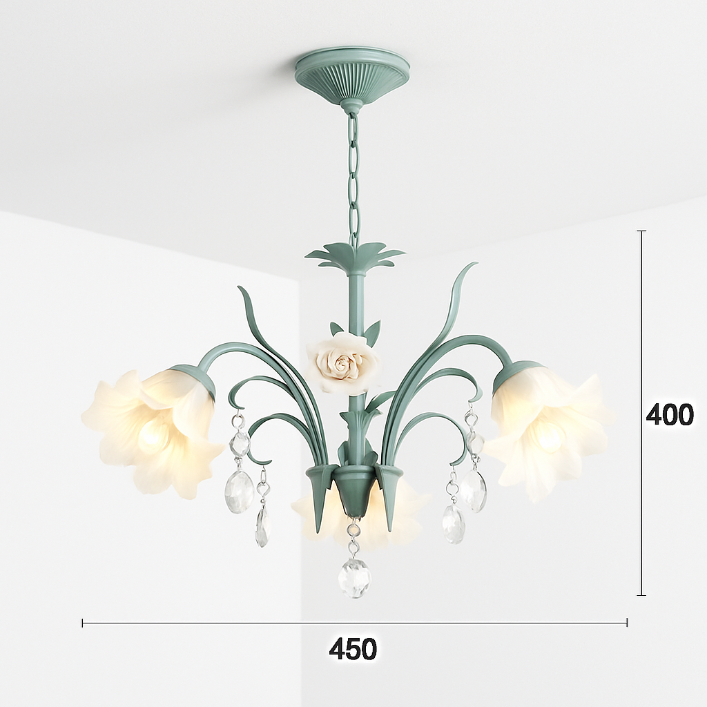 SANDYHA moderne suspension lumières français pastorale fleurs verre cristal Lustre salon salle à manger décor à la maison Lustre Design Luxe