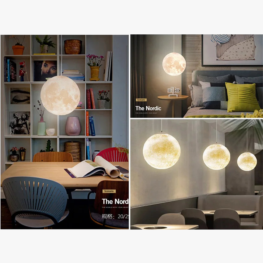 suspension pleine lune LED pour salon salle à manger chambre barre Table lumières