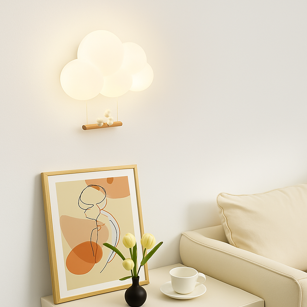 Singe Lumière Dessin Animé Animal Applique Nuage Blanc Applique Chambre D'enfant Veilleuse Chambre D'enfant Lampe De Chevet Protection Des Yeux
