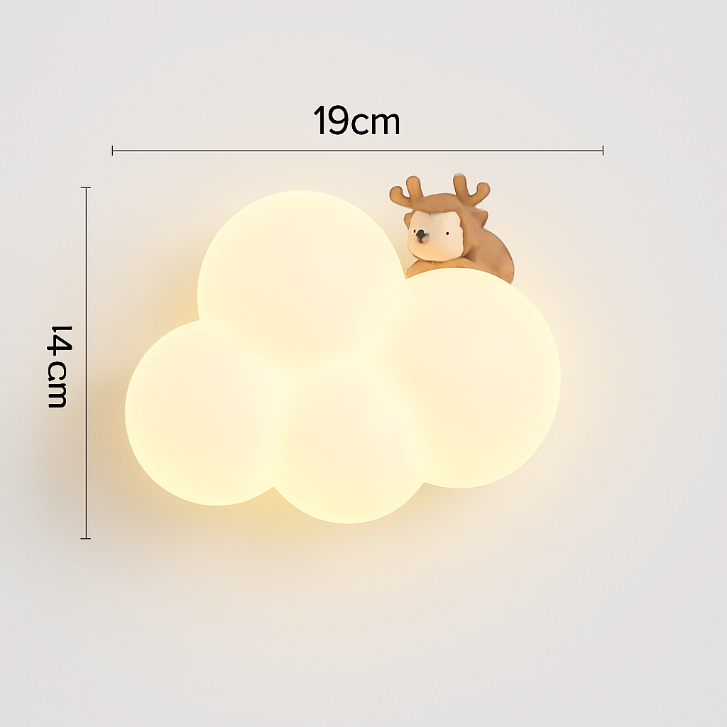 Singe Lumière Dessin Animé Animal Applique Nuage Blanc Applique Chambre D'enfant Veilleuse Chambre D'enfant Lampe De Chevet Protection Des Yeux