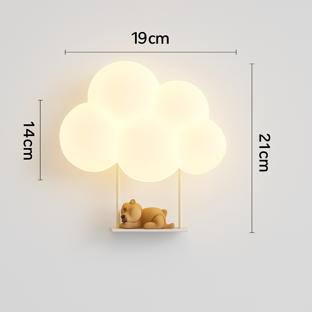 Singe Lumière Dessin Animé Animal Applique Nuage Blanc Applique Chambre D'enfant Veilleuse Chambre D'enfant Lampe De Chevet Protection Des Yeux