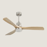 Ventilateur de plafond en bois clair et nickel brossé avec LED — Agave
