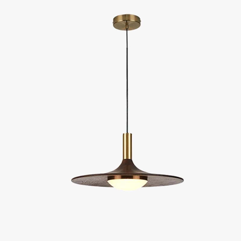 soucoupe volante led en bois massif cuivre éclairage suspendu