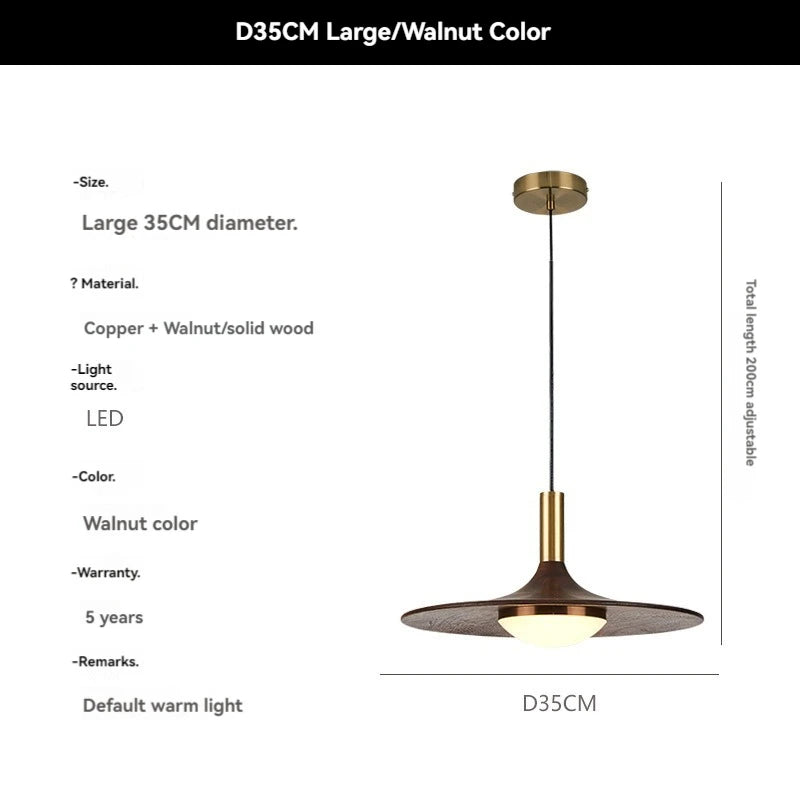 soucoupe volante led en bois massif cuivre éclairage suspendu