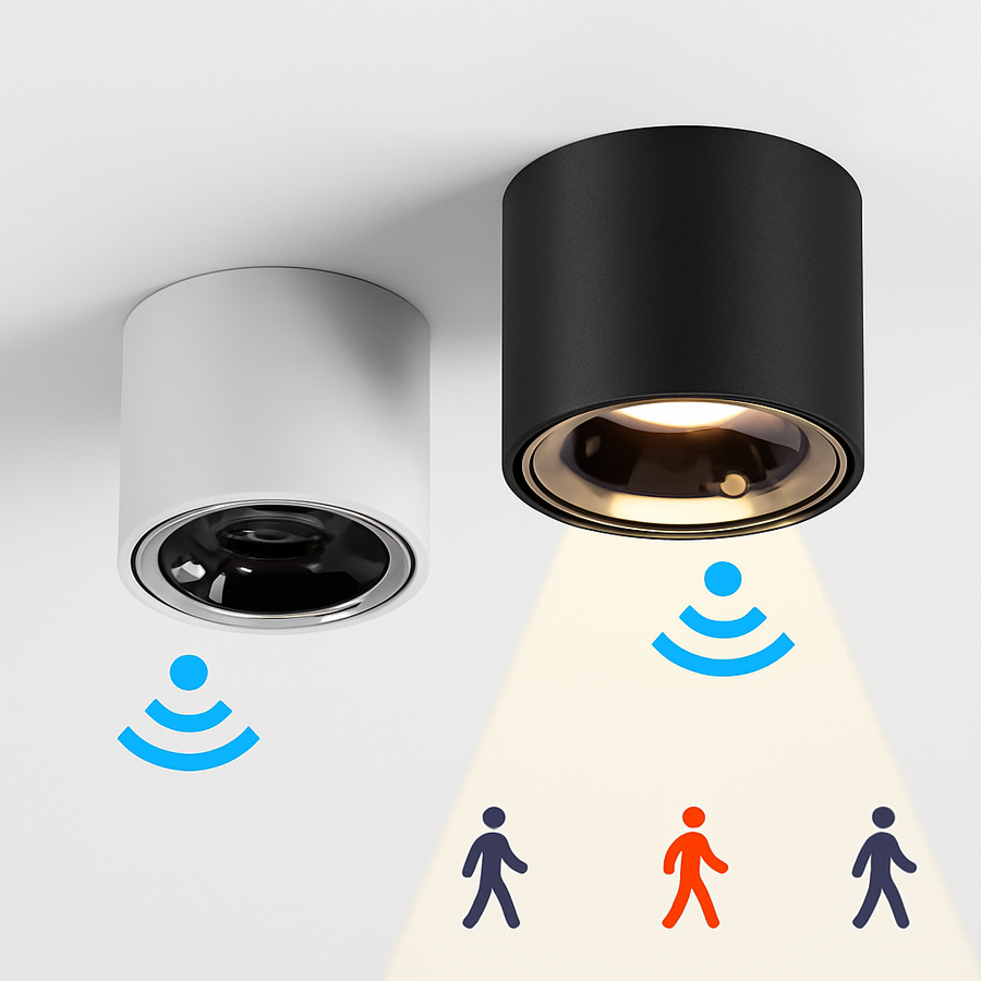 Spot détecteur de mouvement LED 12W monté en Surface Anti-éblouissement intelligent escalier chambre maison