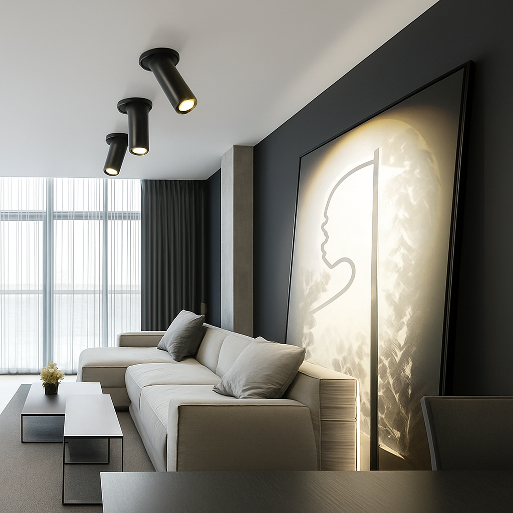 Spot de Plafond Tube Long noir/blanc encastré Led point lampe Angle rotatif 12w