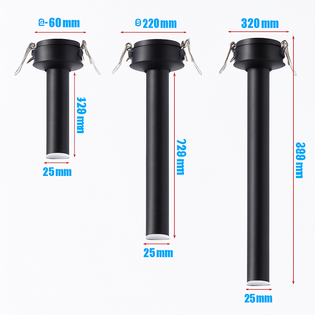 Spot de Plafond Tube Long noir/blanc encastré Led point lampe Angle rotatif 12w