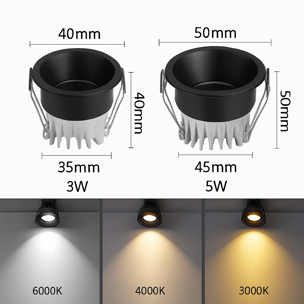 Spot Dimmable LED 3W 5W Anti-éblouissement LED LED éclairage chambre cuisine COB encastré