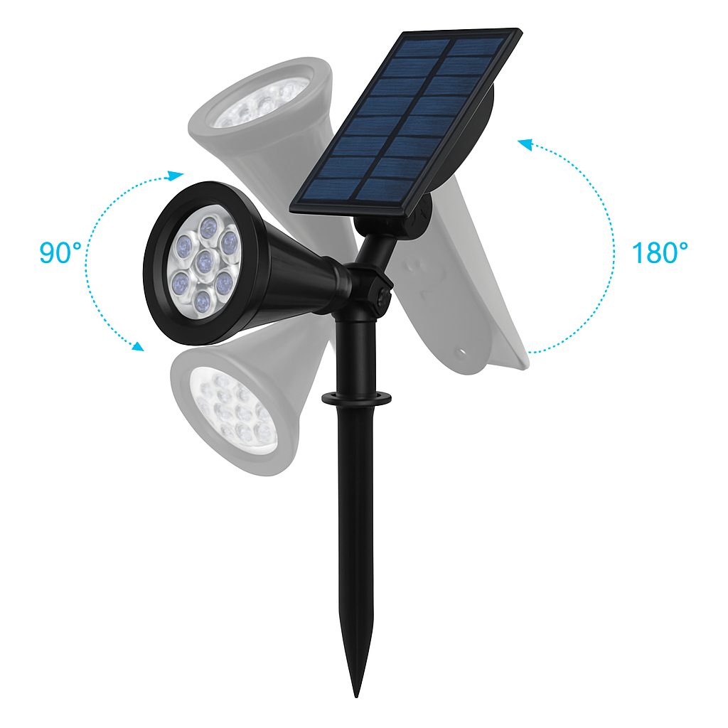 Spot dirigeable LED extérieur solaire à piquer (lot de 2)
