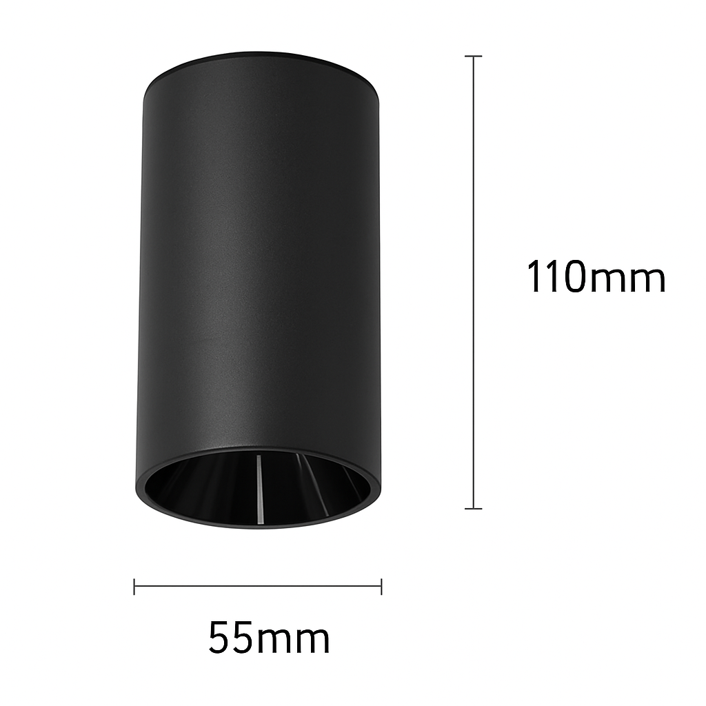 Spot en cylindre moderne à LED noir ou blanc