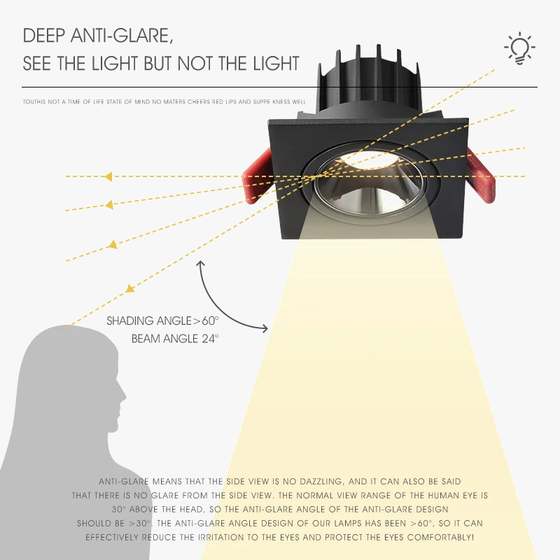 spot encastré à angle réglable pour éclairage intérieur