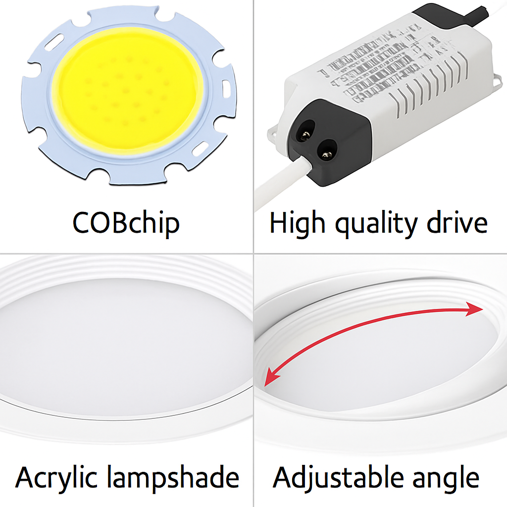 Spot Encastré Double LED Dimmable Downlight COB 7w 12w 15W 30W décoration chambre plafonnier AC 220V panneau LED lumières chambre d'hôtel