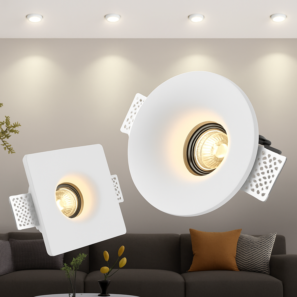 Spot encastré en gypse GU10 LED anti-éblouissant projecteur sans bordure intégré salon chambre allée éclairage domestique