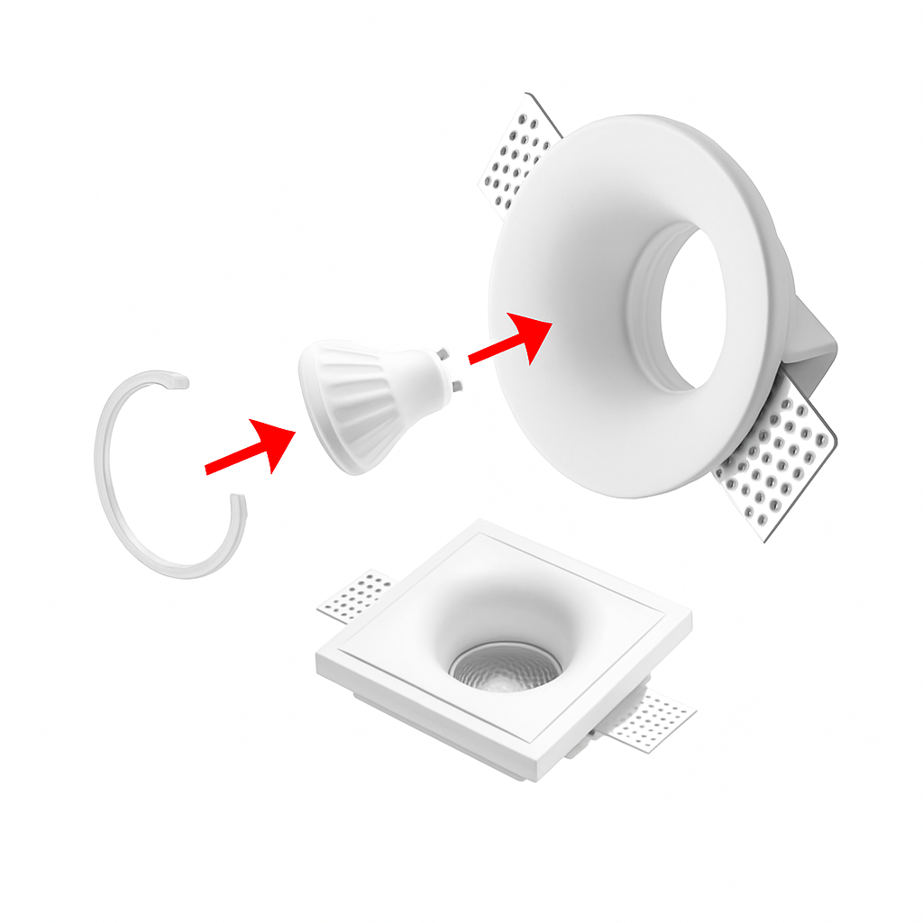 Spot encastré en gypse GU10 LED anti-éblouissant projecteur sans bordure intégré salon chambre allée éclairage domestique