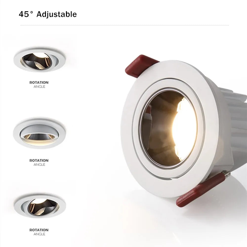 spot encastré led angle réglable en aluminium pour magasin de bureau