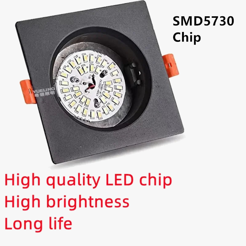 spot led carré ultra-fin à intensité réglable avec puce smd5730 intégrée