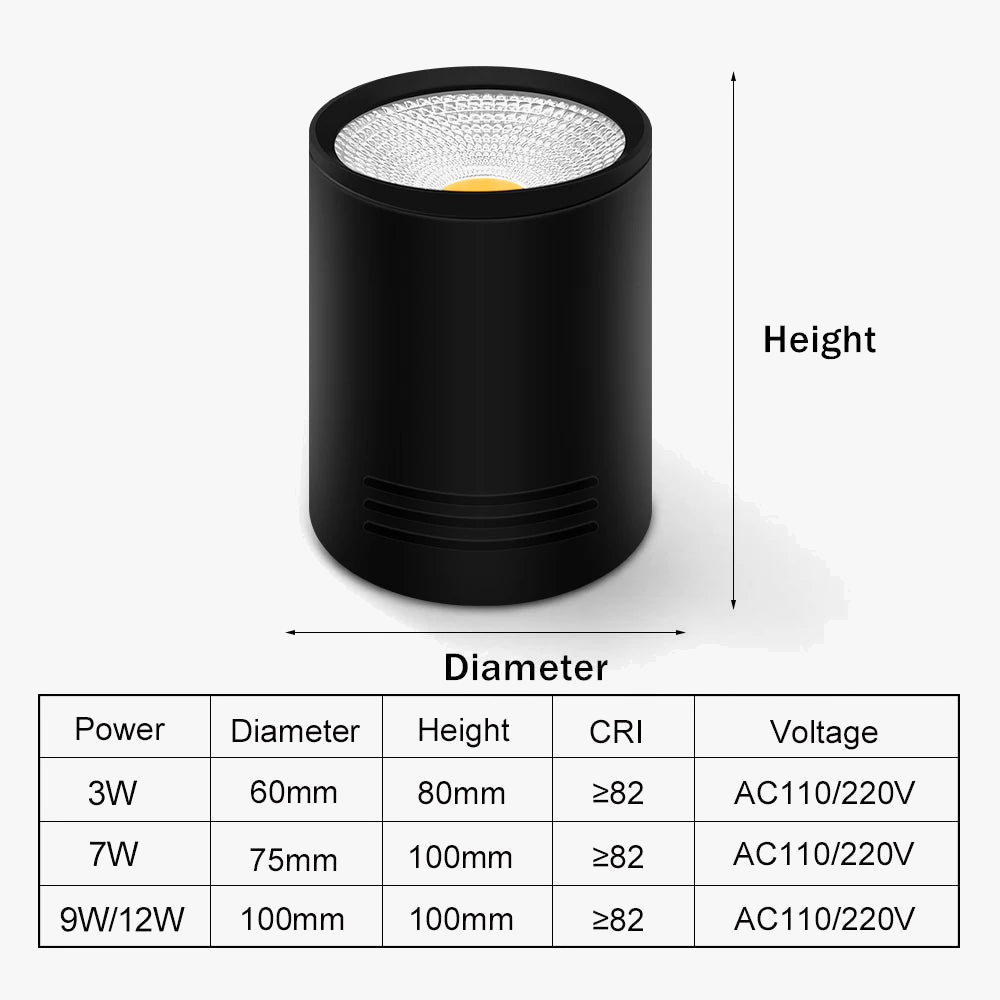 spot led cob à intensité variable pour décoration intérieure