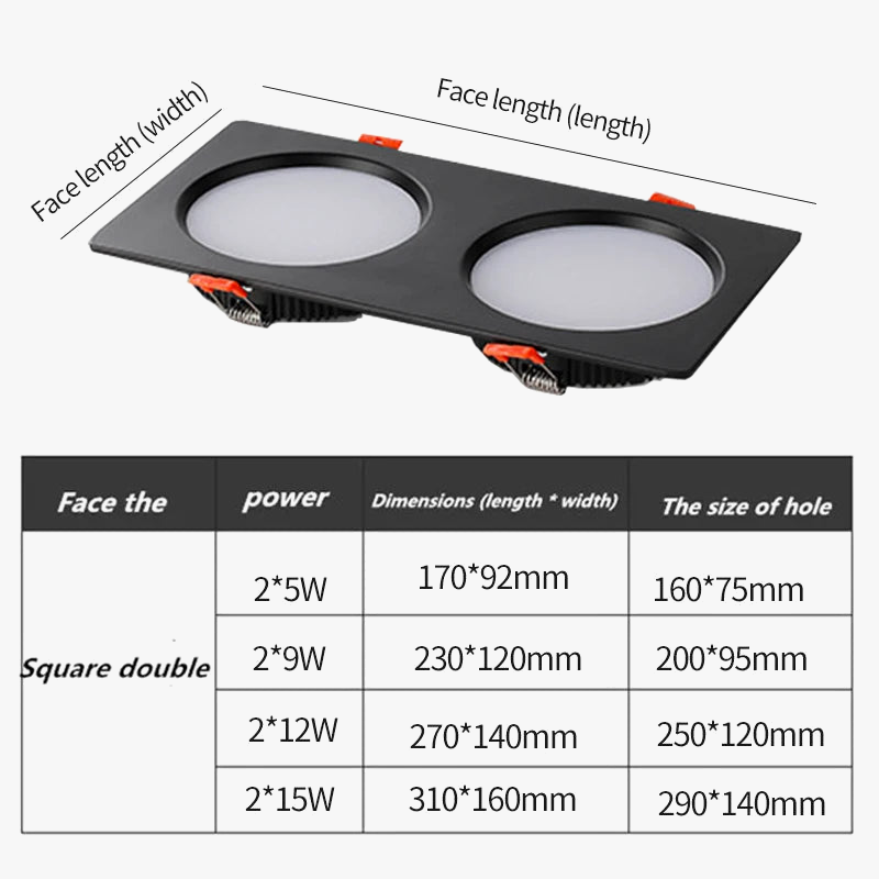 spot led double tête encastré ultra mince design moderne
