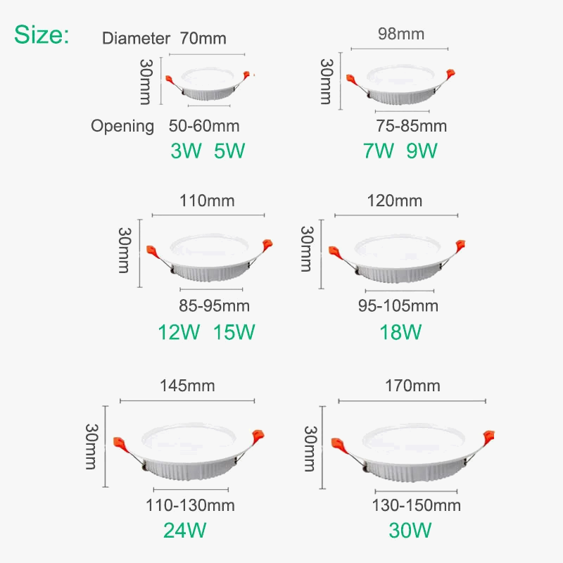 spot led downlight en aluminium épais intégré