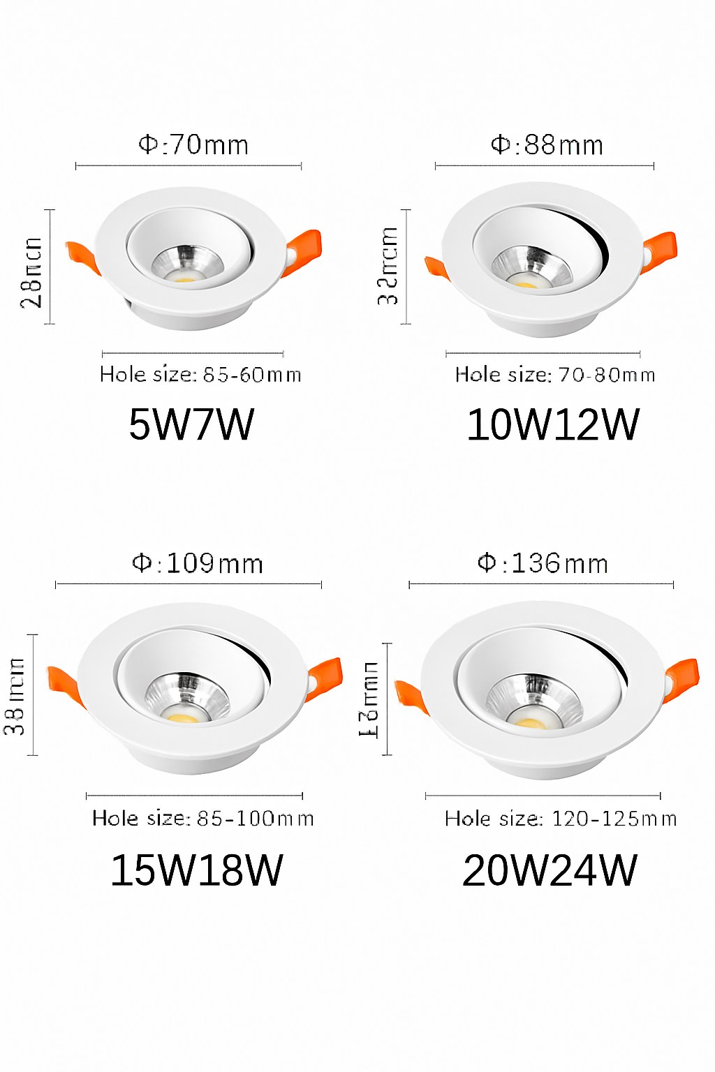 Spot Led Downlight encastré plafonnier 7W12W18W24W Dimmable blanc noir intérieur Led Spot lumière 360 ° réglable pour salon
