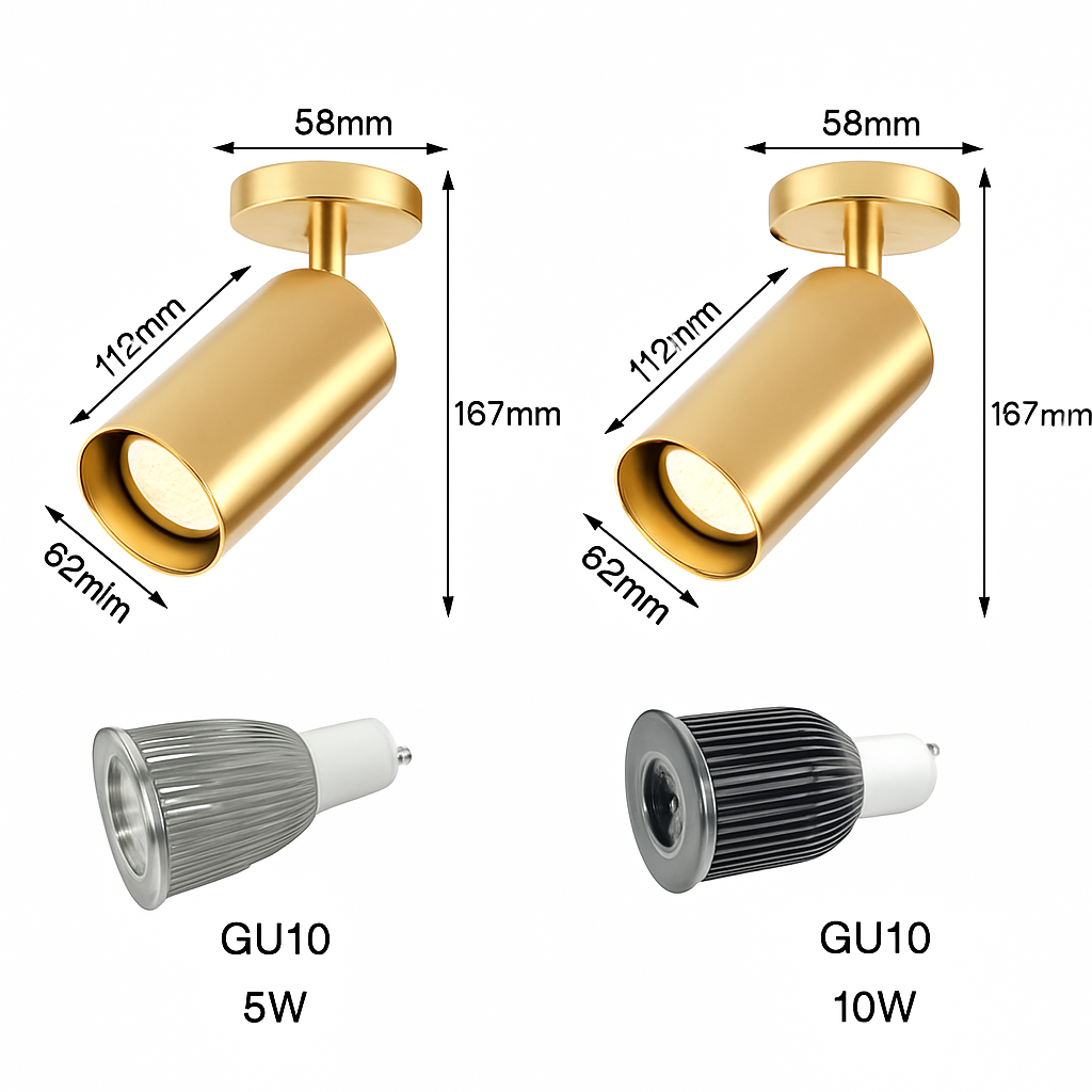 spot led en aluminium doré pour éclairage moderne intérieur