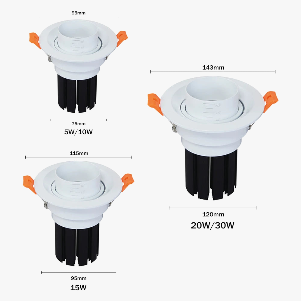 spot led encastré avec faisceau réglable pour éclairage ciblé