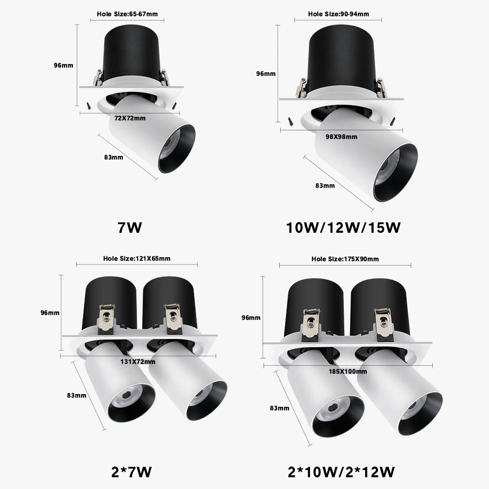 spot led encastré rotatif à intensité variable pour intérieur