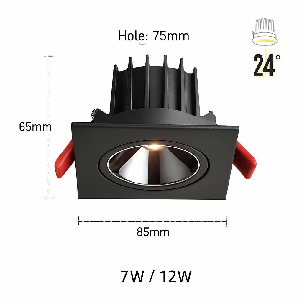 spot led encastrable anti-éblouissement réglable pour intérieur