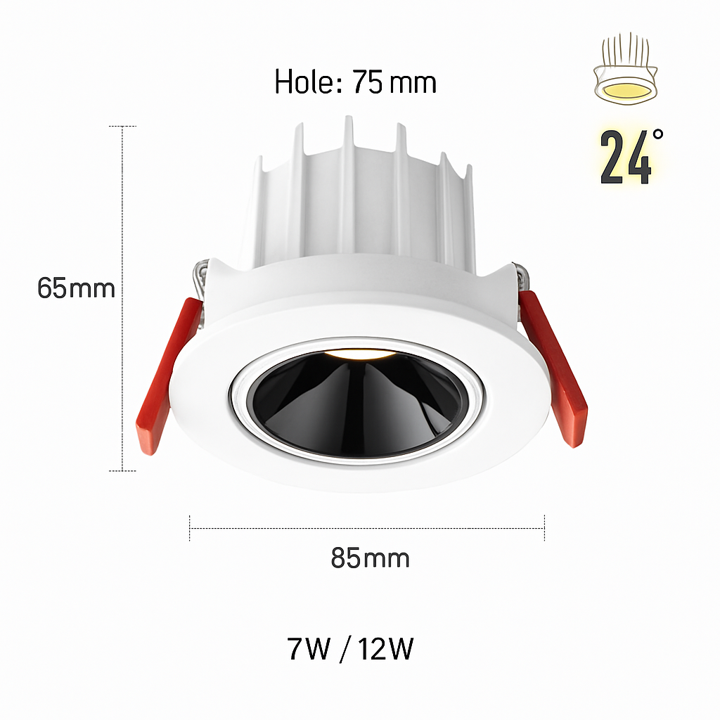 spot led encastrable anti-éblouissement réglable pour intérieur