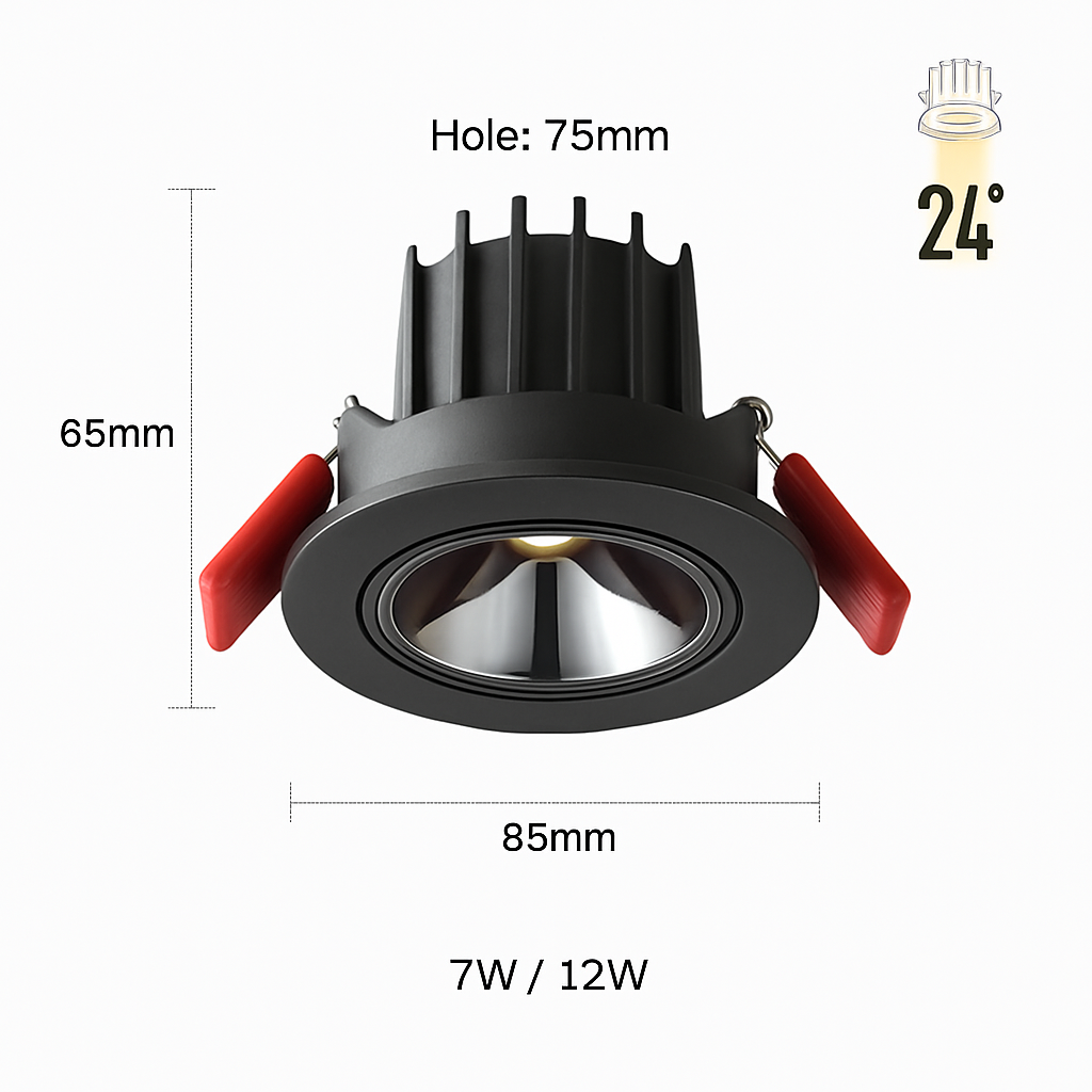 spot led encastrable anti-éblouissement réglable pour intérieur