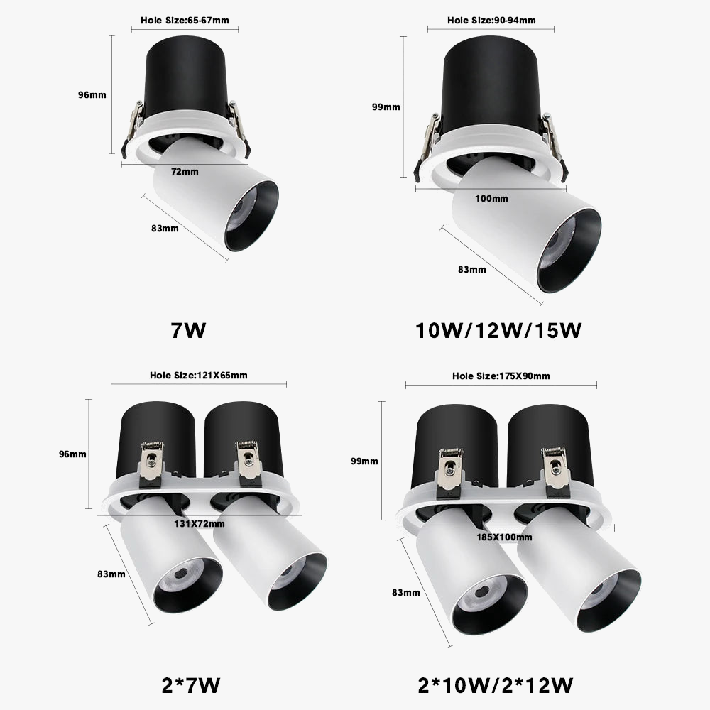 spot led encastrable extensible pour éclairage intérieur
