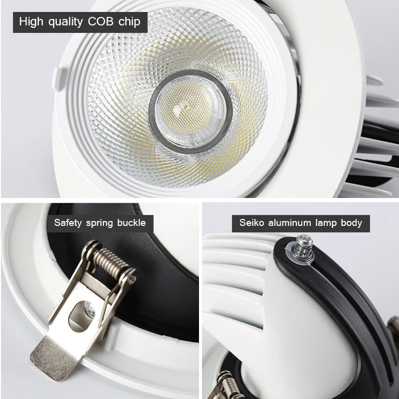 spot led encastrable réglable à 360 degrés intensité variable