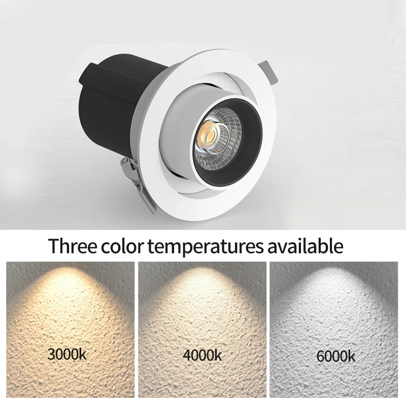 spot led encastrable rotatif en aluminium pour éclairage intérieur