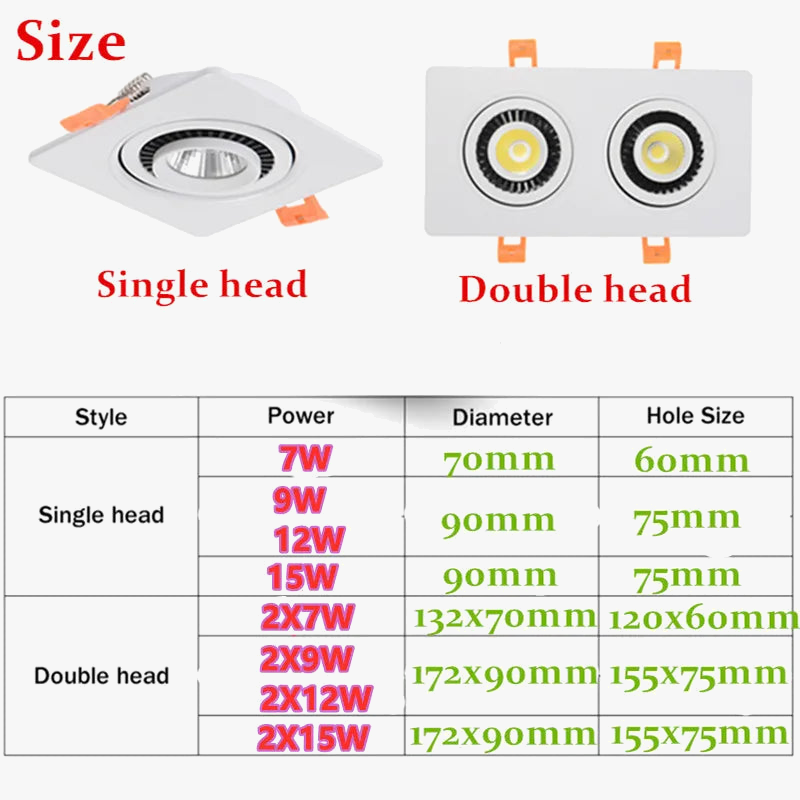 spot led encastrable rotatif et réglable de haute qualité