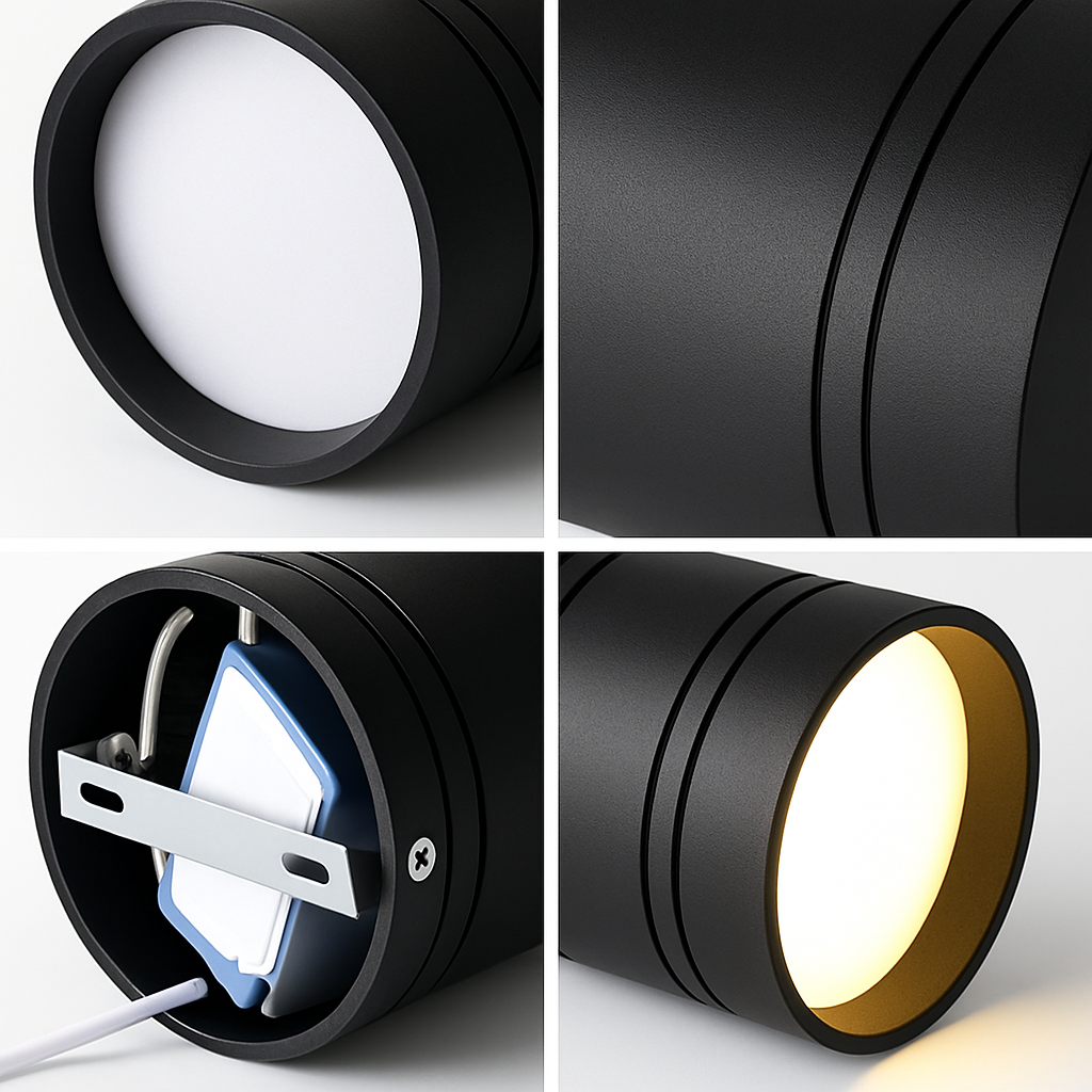 Spot LED à intensité variable 6W9W12W15W20W COB LED plafonniers AC110-220V pas d'ouverture cylindre