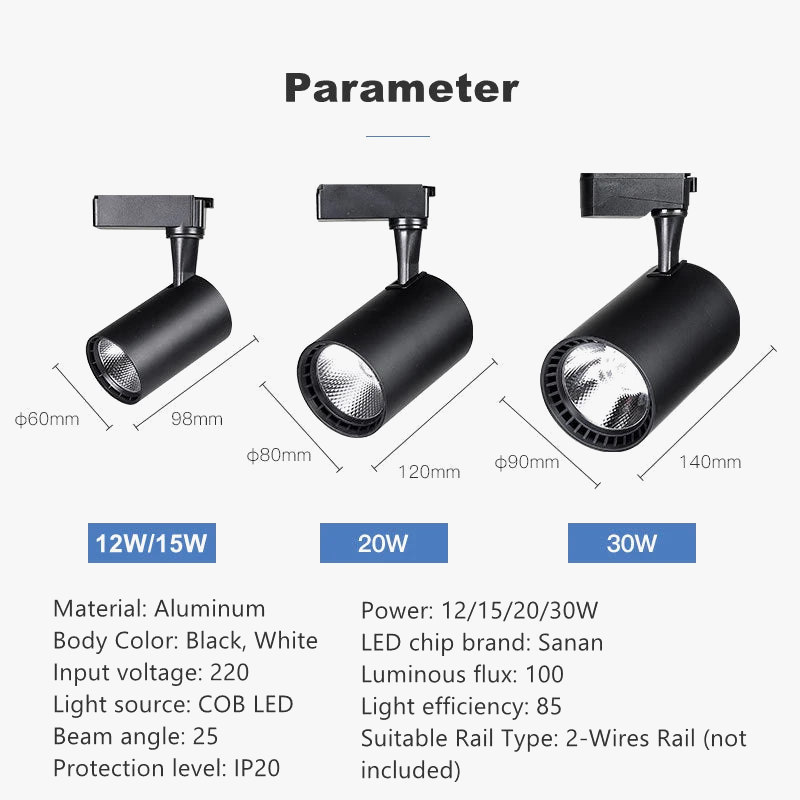 spot led rgb sur rail pour éclairage d'ambiance dynamique