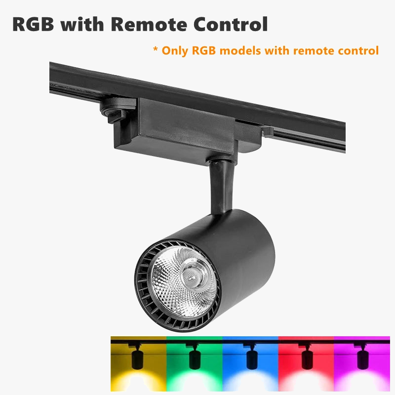 spot led rgb sur rail pour éclairage d'ambiance dynamique