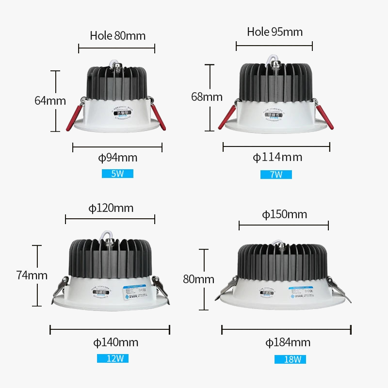 spot led étanche dimmable pour éclairage extérieur intégré